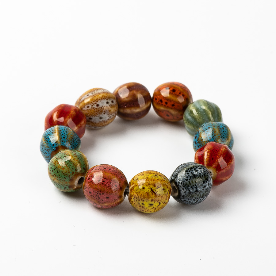 Ceramic Link Bracelet - Colorful Unique Ceramic Ball beads bracelets