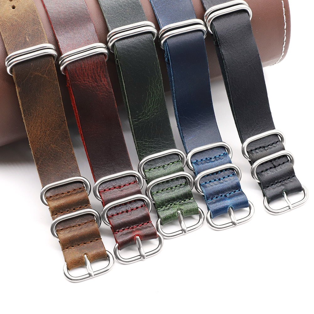 Nylon Nato Strap - Genuine Leather Watch Band 18mm 20mm