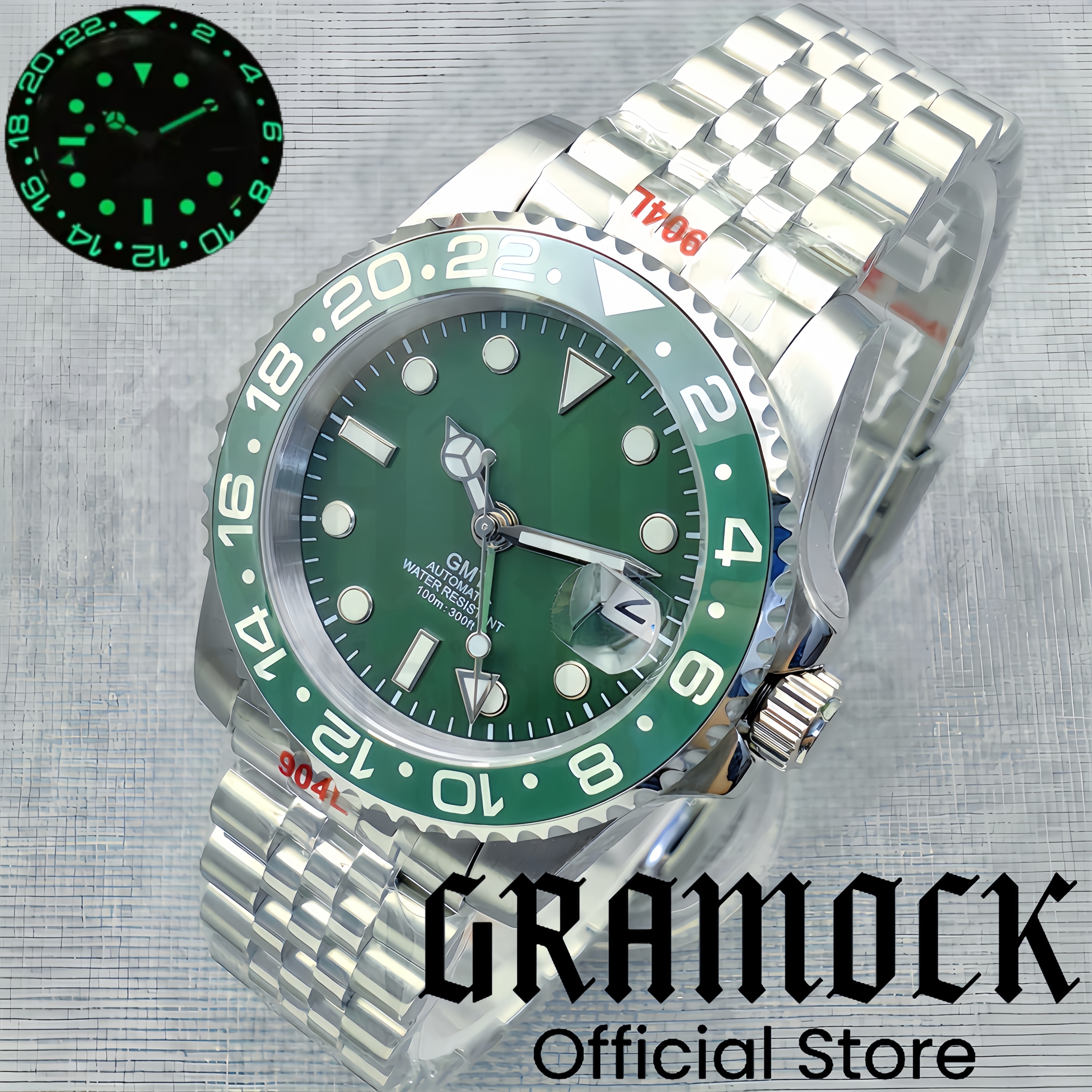 Ceramic Link Bracelet - Gramock 40mm Men‘s NH34 Mechanical Wristwatch