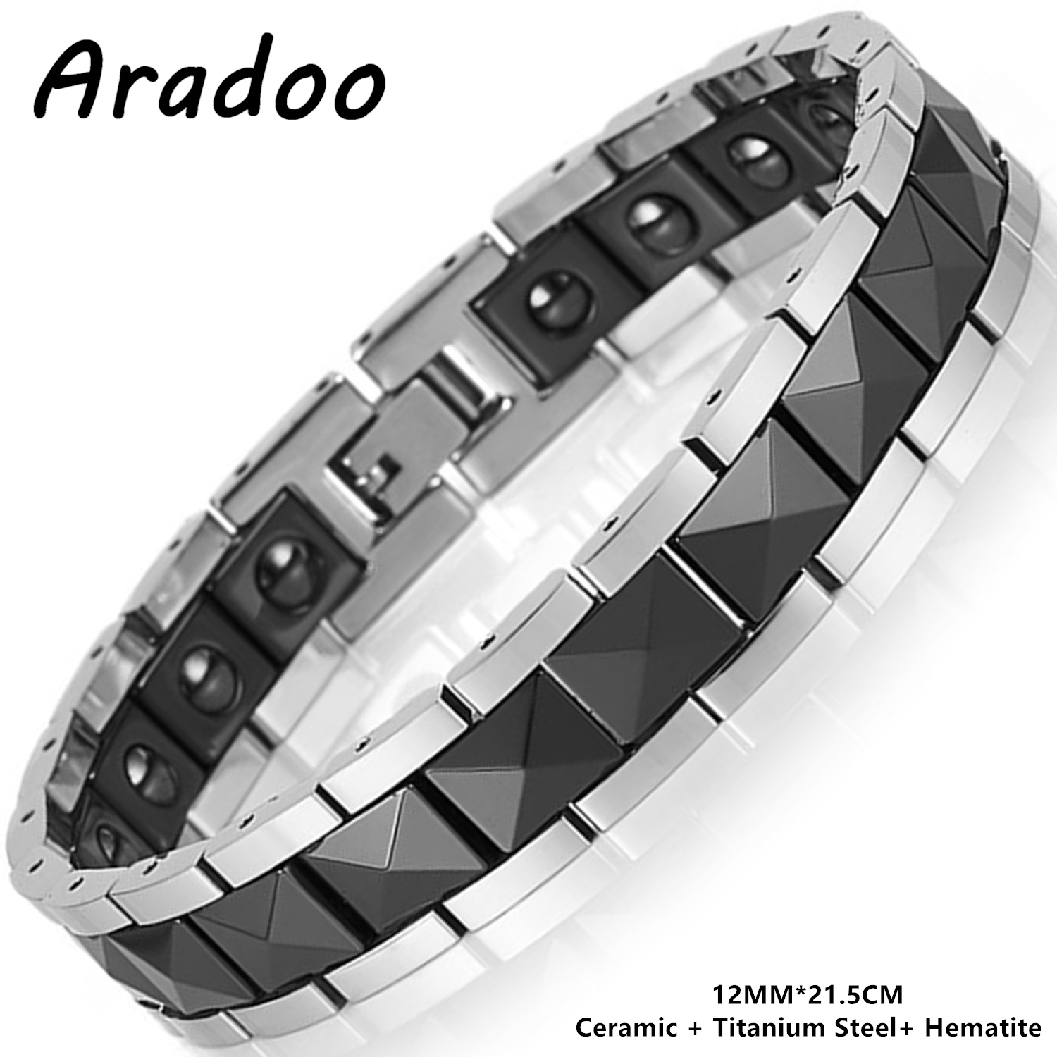 Ceramic Link Bracelet - ARADOO Minimalist Pyramid Design Ceramic Titanium