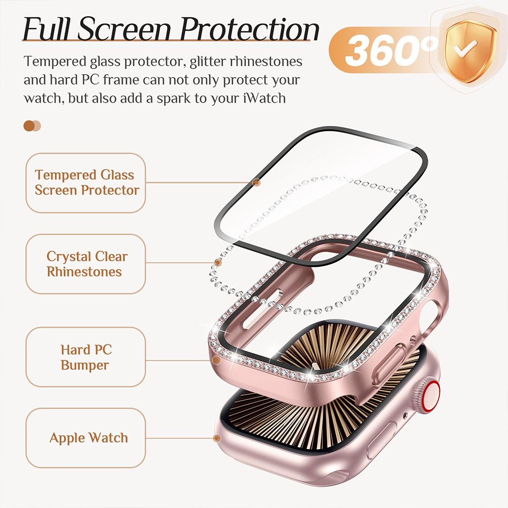 Diamond Case+Glass For Apple w – Smartwatch Band Accessories Bewertung und Preis