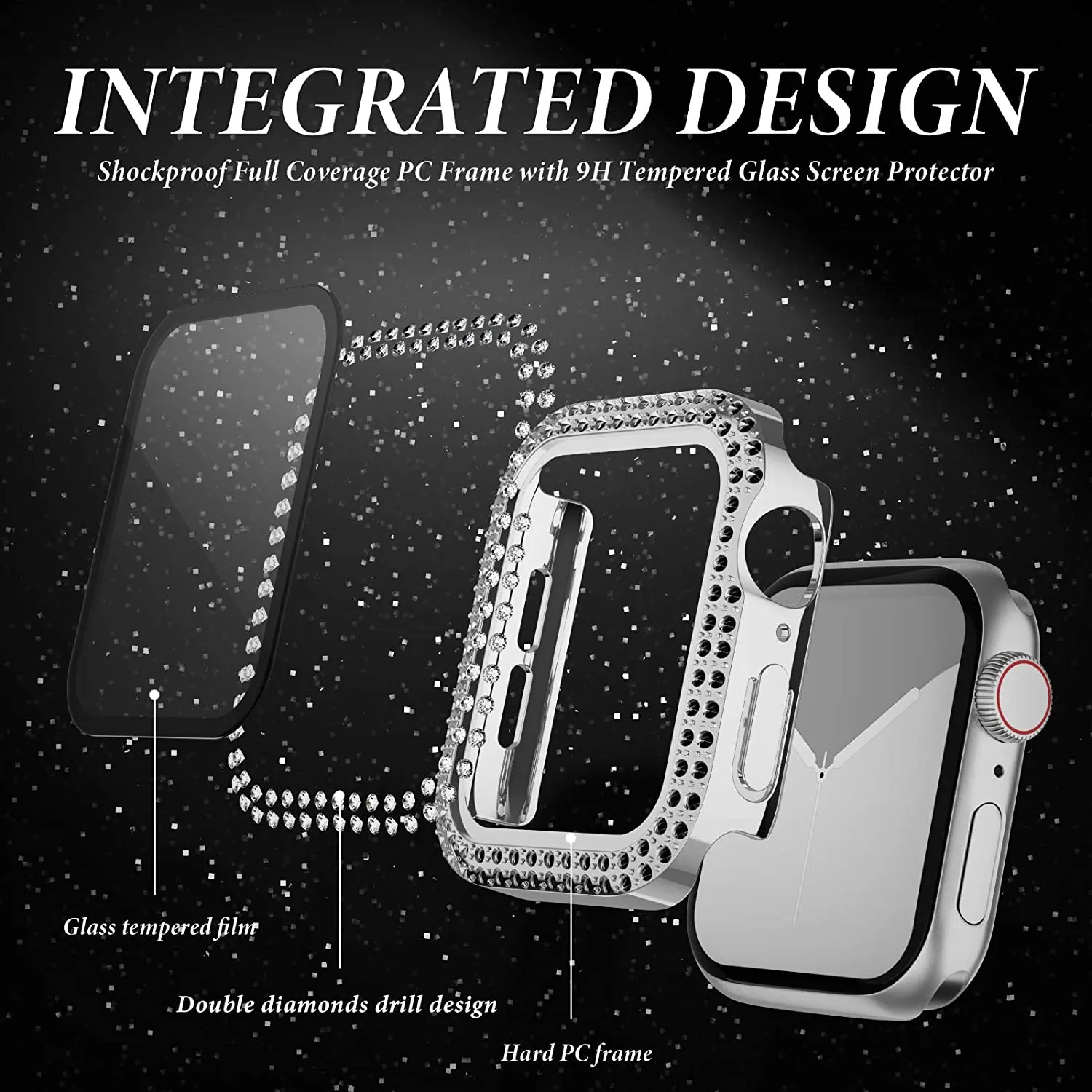 Glass+Diamond Cover For Apple  – Smartwatch Band Accessories Bewertung und Preis