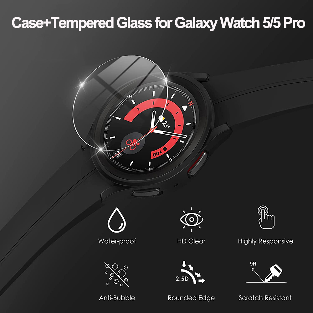 Cover+Tempered Glass for Samsu – Accessories For Galaxy Watch 5 Bewertung und Preis