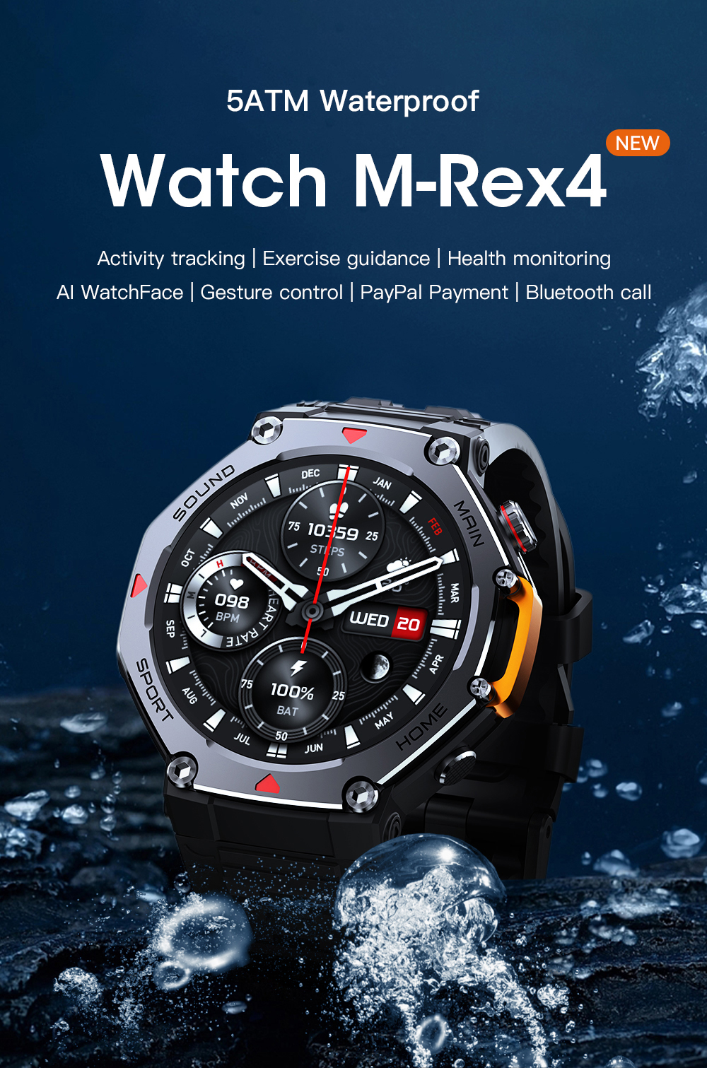 5ATM Waterproof  Smart Watch C – Smartwatch M Active Bewertung und Preis